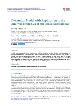 Dynamical Model with Application to the Analysis of the Sweet Spot