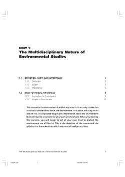 The Multidisciplinary Nature of Environmental Studies
