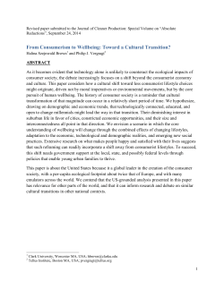 From Consumerism to Wellbeing: Toward a Cultural Transition?