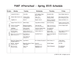 PS87 Afterschool - Spring 2015 Schedule