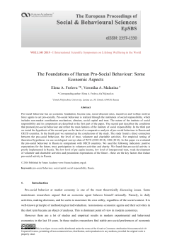 The Foundations of Human Pro-Social Behaviour: Some Economic