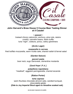 John Harvard`s Brew House 5 Course Beer Tasting Dinner at il