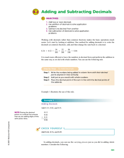 Adding and Subtracting Decimals