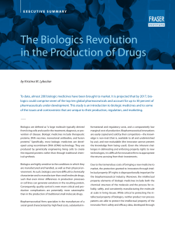 The Biologics Revolution in the Production of Drugs