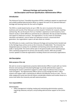 Holocaust Heritage and Learning Centre Job Description and