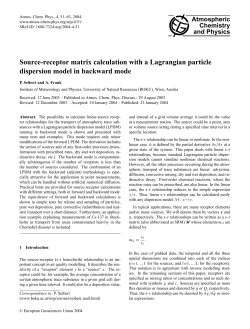 Source-receptor matrix calculation with a Lagrangian particle