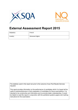 External Assessment Report 2015