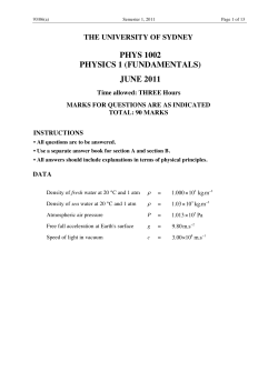 phys 1002 physics 1 (fundamentals) june 2011