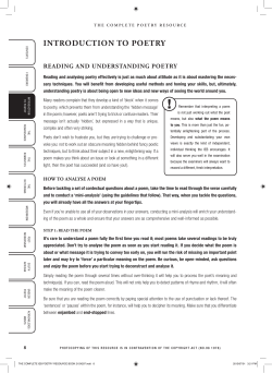Reading and understanding poetry