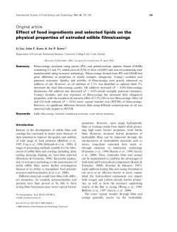 Effect of food ingredients and selected lipids on the
