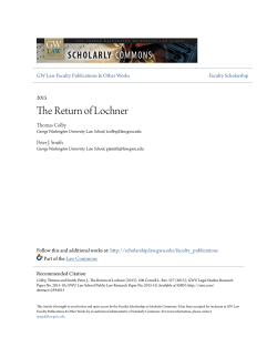 The Return of Lochner - Scholarly Commons