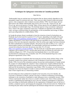 Techniques for Sphagnum restoration in Canadian peatlands