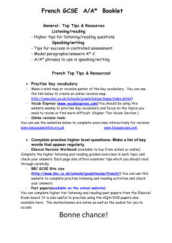 French GCSE A/A* Booklet