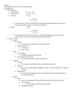 Physics Study Guide for Unit 2 Test (Constant Velocity) About the