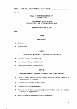 No. S 3 Rule ROYAL BRUNEI ARMED FORCES ACT (CHAPTER