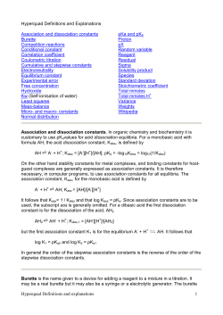 Definitions and explanations - Stability constants, Binding constants
