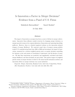Is Innovation a Factor in Merger Decisions? Evidence from a Panel