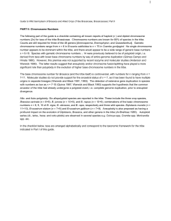 PART II: Chromosome Numbers The following part of the guide is a