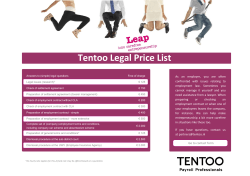Tentoo Legal Price List