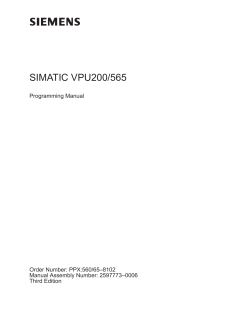 SIMATIC VPU 200/565 Programming Manual