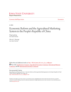 Economic Reform and the Agricultural Marketing System in the
