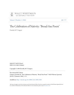 The Celebration of Nativity: "Broad-Axe Poem"