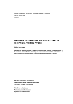 behaviour of pulp mixtures in mechanical printing papers