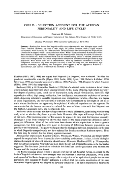 COULD r SELECTION ACCOUNT FOR THE AFRICAN