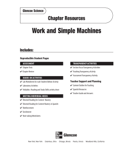 Chapter 20 Resource: Work and Simple Machines