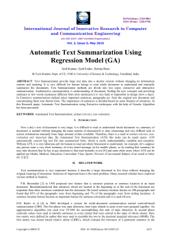 Automatic Text Summarization Using Regression Model (GA)