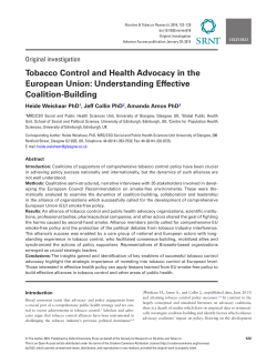 Tobacco Control and Health Advocacy in the European Union