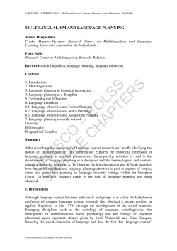 Multilingualism and Language Planning