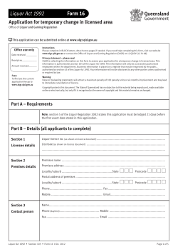 Application for temporary change in licensed area