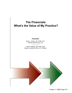 The Financials: What`s the Value of My Practice?