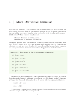 6 | More Derivative Formulas