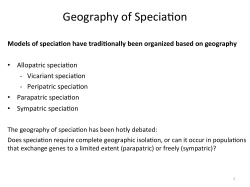 Jan 25 - Mechanisms of Speciation