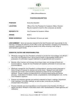 Office of the Vice President for Academic Affairs, Warwick May be r