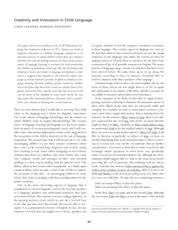 Chomsky, &ldquo;Creativity and Innovation in Child