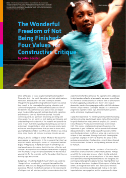 Four Values for Constructive Critique by John Borstel