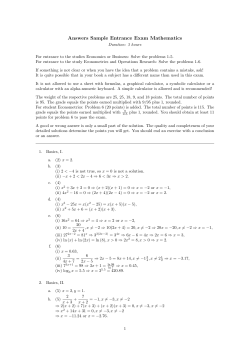Answers Sample Entrance Exam Mathematics