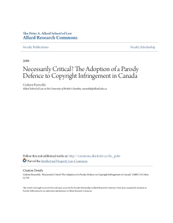 Necessarily Critical? The Adoption of a Parody Defence to Copyright