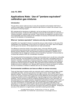 Applications Note: Use of "pentane equivalent" calibration gas