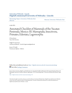 Annotated Checklist of Mammals of the Yucatan Peninsula, Mexico