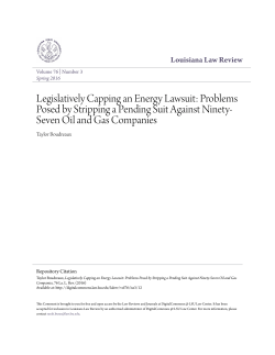 Legislatively Capping an Energy Lawsuit: Problems Posed by