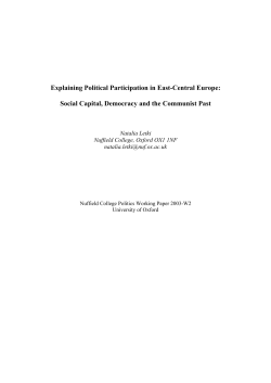 Explaining Political Participation in East