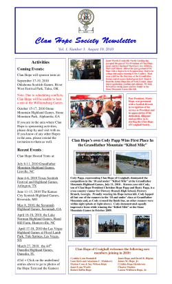 Clan Hope Society Newsletter Clan Hope Society Newsletter