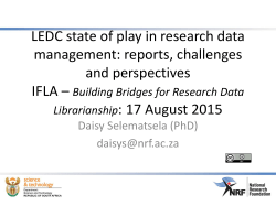 LEDC state of play in research data management: reports