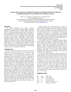 Analysis and Comparison of Engine Performance and Exhaust