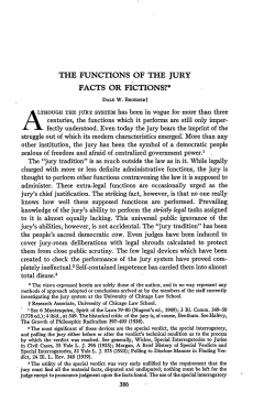 The Functions of the Jury Facts or Fictions?