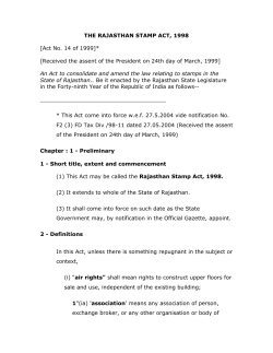 THE RAJASTHAN STAMP ACT, 1998 [Act No. 14 of 1999